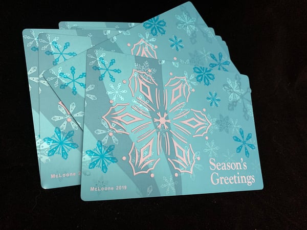 Metal Holiday Card inspired by snowflake design 