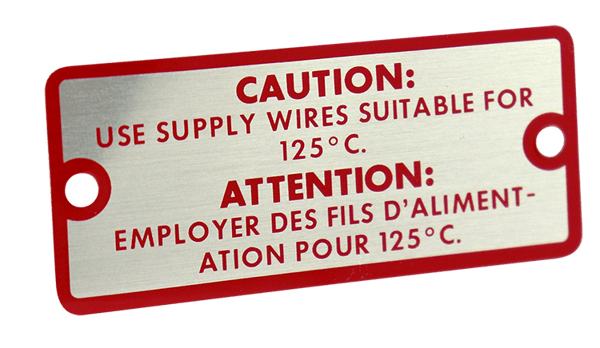 metal caution tag for industrial equipment